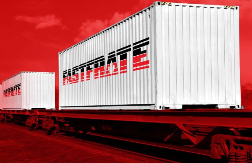 Shipping crate on train